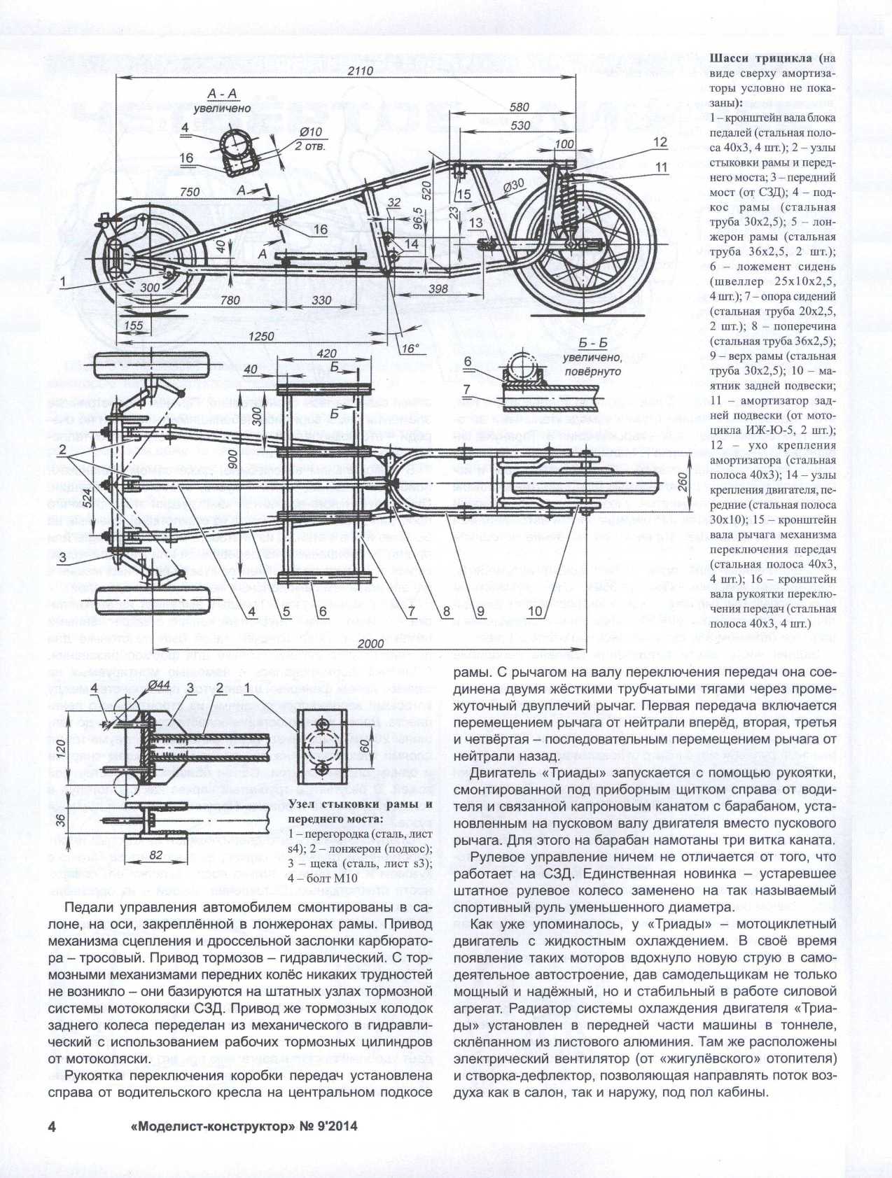 Размеры трицикла